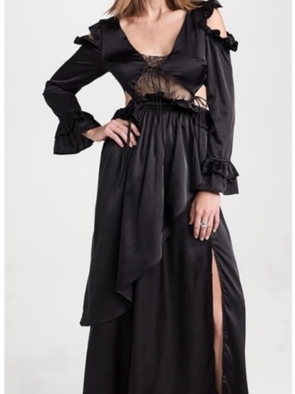 FREE PEOPLE X ALLINA LIU VALKYRIE DRESS SIZE MEDIUM ONYX BLACK NWT 🖤 - Picture 2 of 11